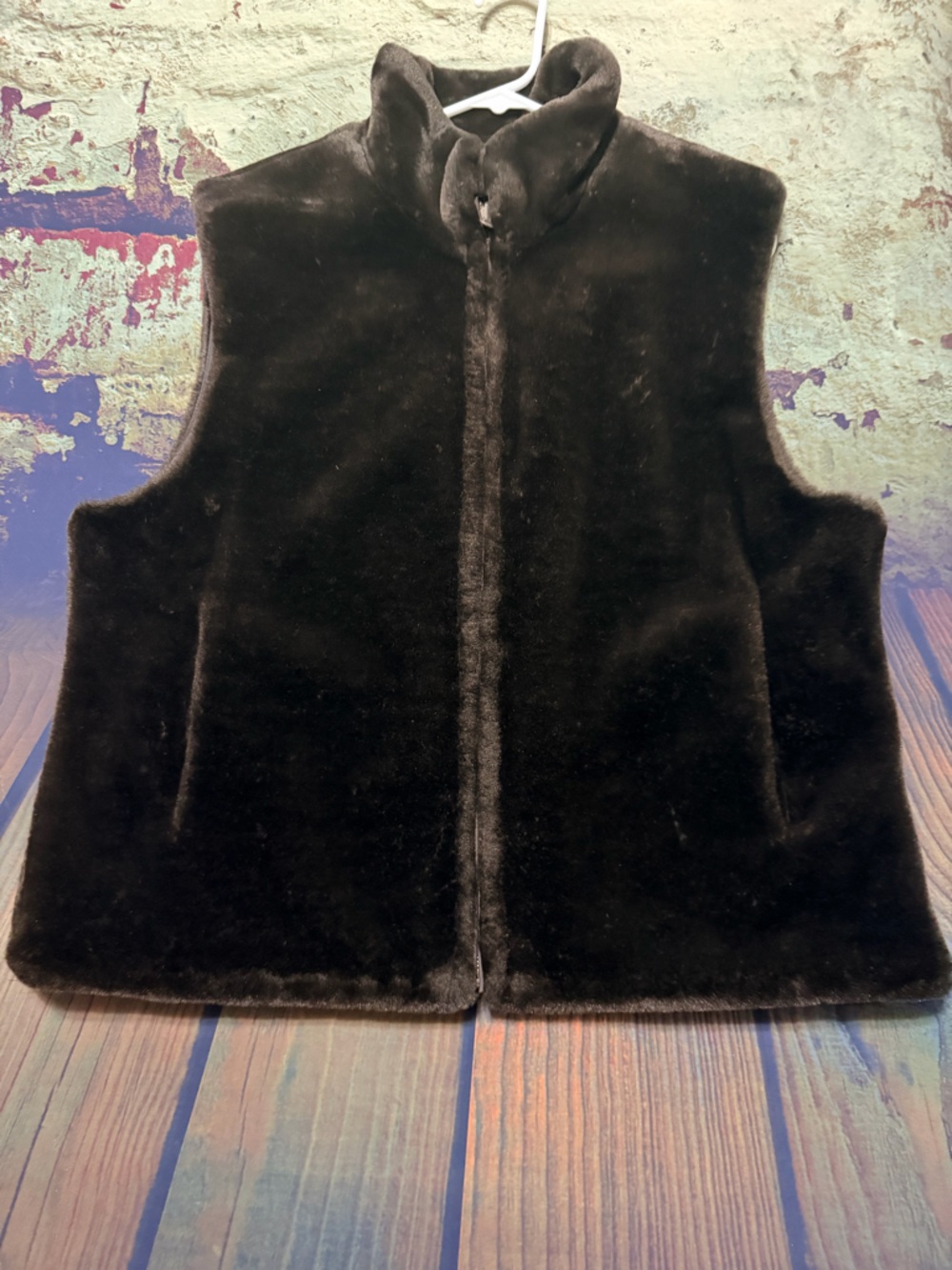 Black Faux Fur Reversible Vest by Blassport